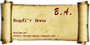 Bogár Anna névjegykártya