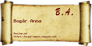 Bogár Anna névjegykártya