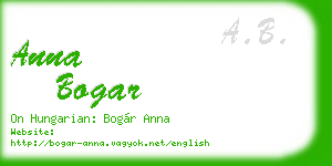 anna bogar business card