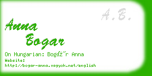 anna bogar business card